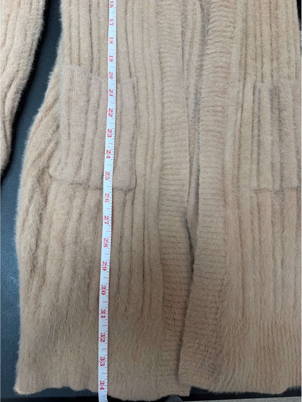 No Boundaries Women's XS Fuzzy Knit Ribbed Cardigan Beige Blush Open Front Swea - Picture 4 of 6